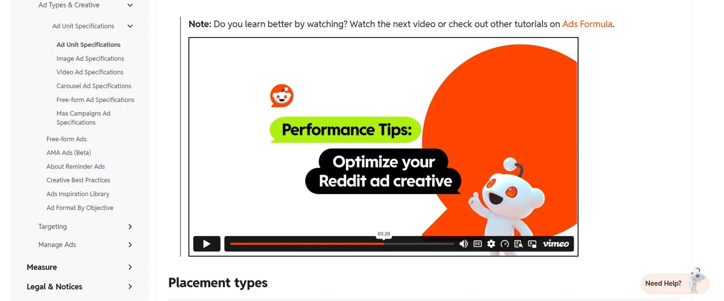 Официальная справка Reddit Ads о рекламных креативах