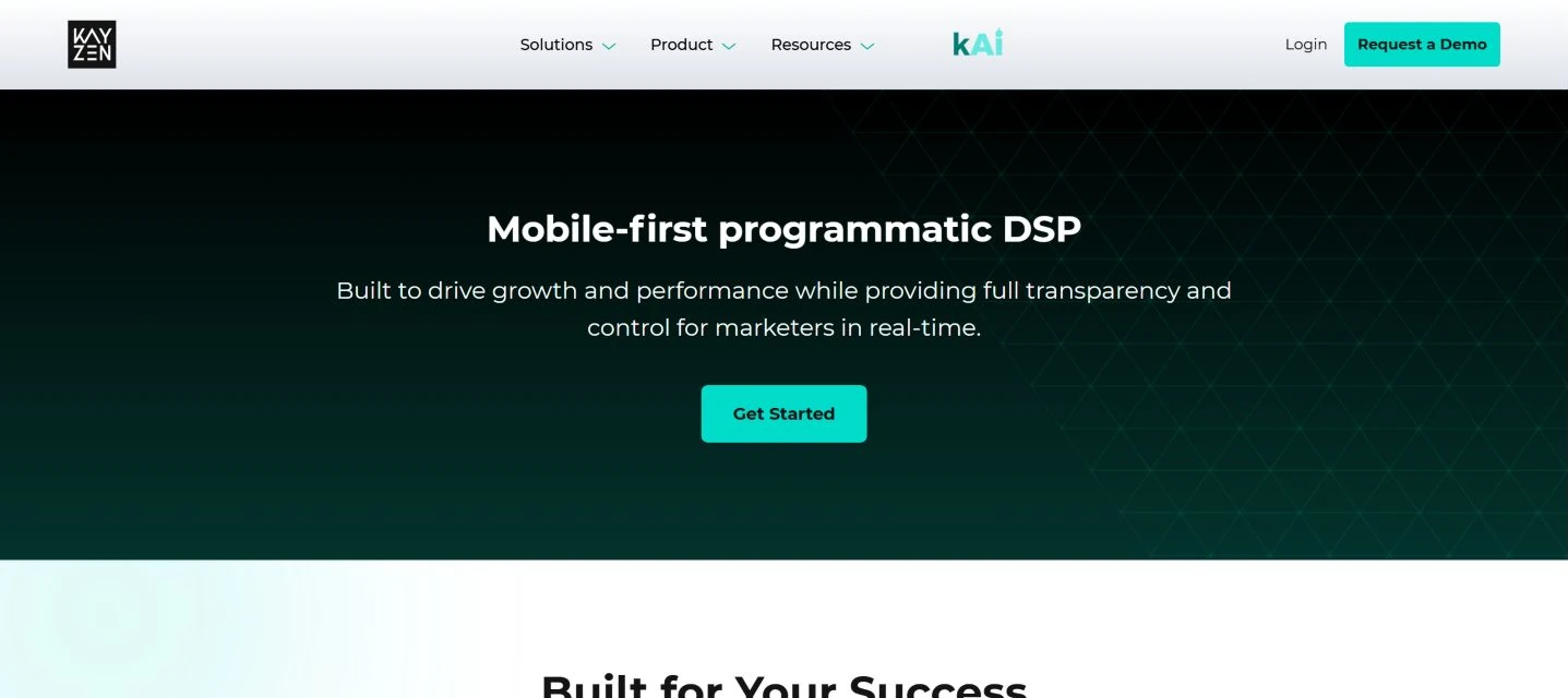 Официальная страница Kayzen DSP с описанием mobile-first programmatic-платформы