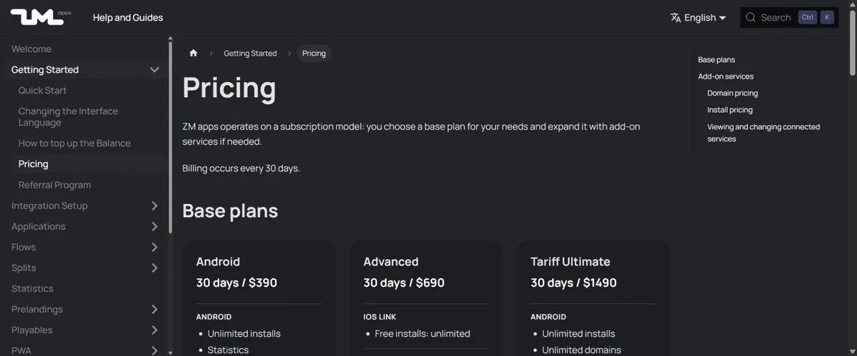 Официальная страница Pricing ZM apps с базовыми планами