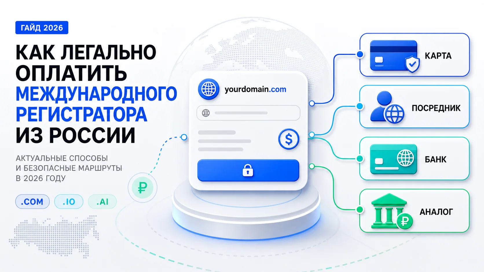 Способы оплаты международного регистратора доменов из России в 2026 году