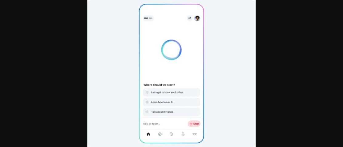 Официальный домашний экран приложения Meta AI