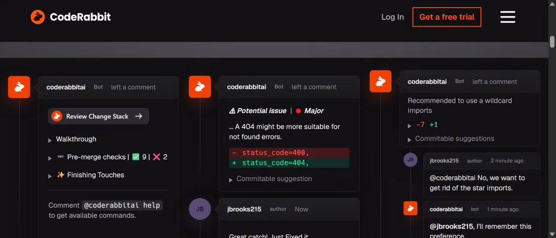Демонстрация ревью pull request в CodeRabbit
