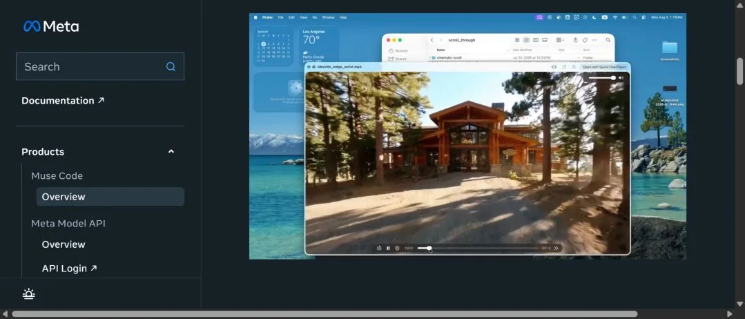 Окно macOS с визуальной демонстрацией 3D-модели дома на странице Muse Code