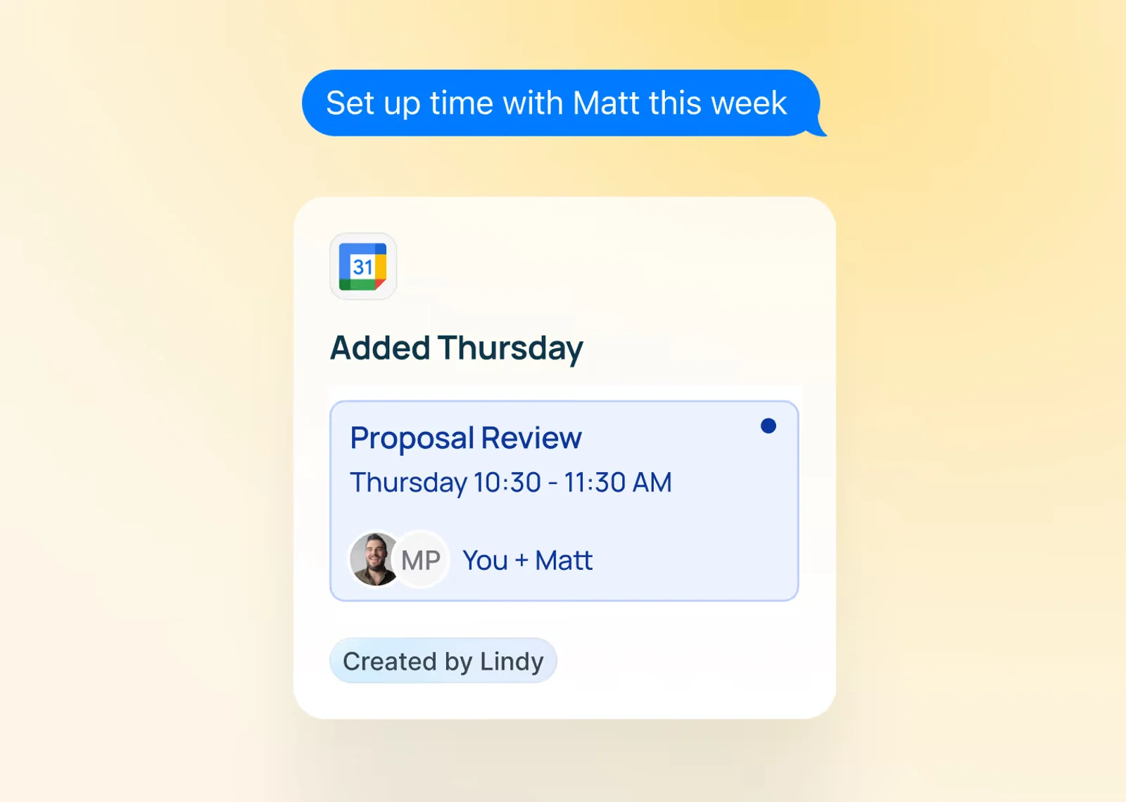 Создание встречи в Google Calendar через Lindy