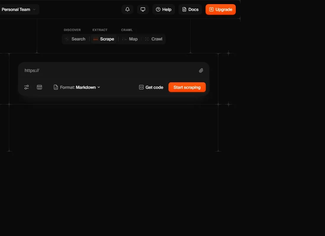 Playground Firecrawl для проверки URL и формата результата перед интеграцией.