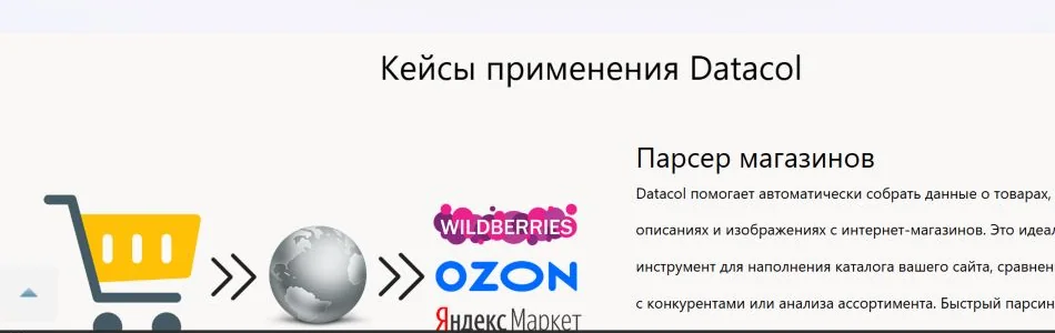 Раздел кейсов Datacol для парсинга интернет-магазинов