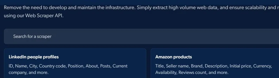 Каталог готовых парсеров Bright Data Scraper Marketplace