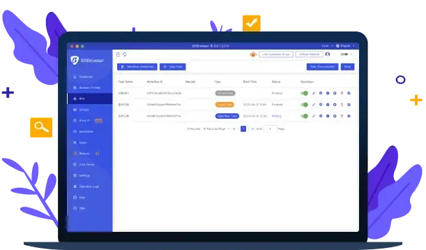 Интерфейс RPA Automation в BitBrowser со списком автоматизированных задач