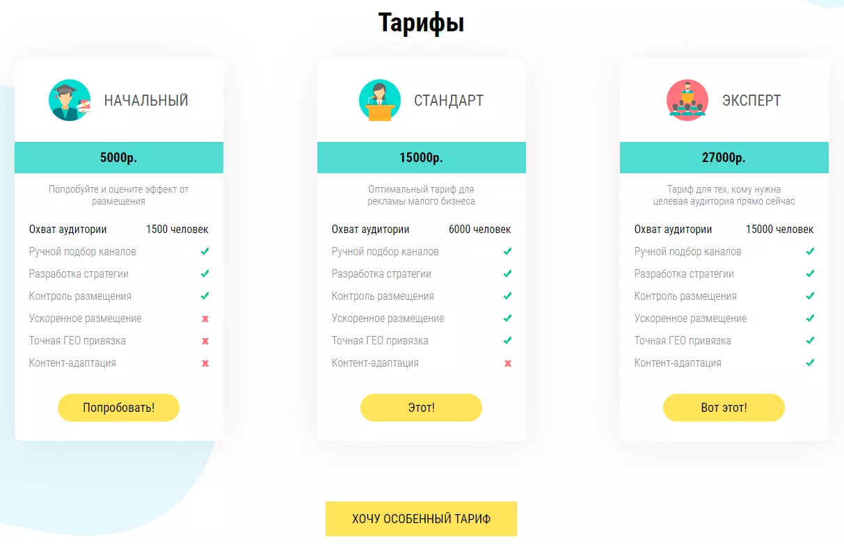 Тарифы под ключ