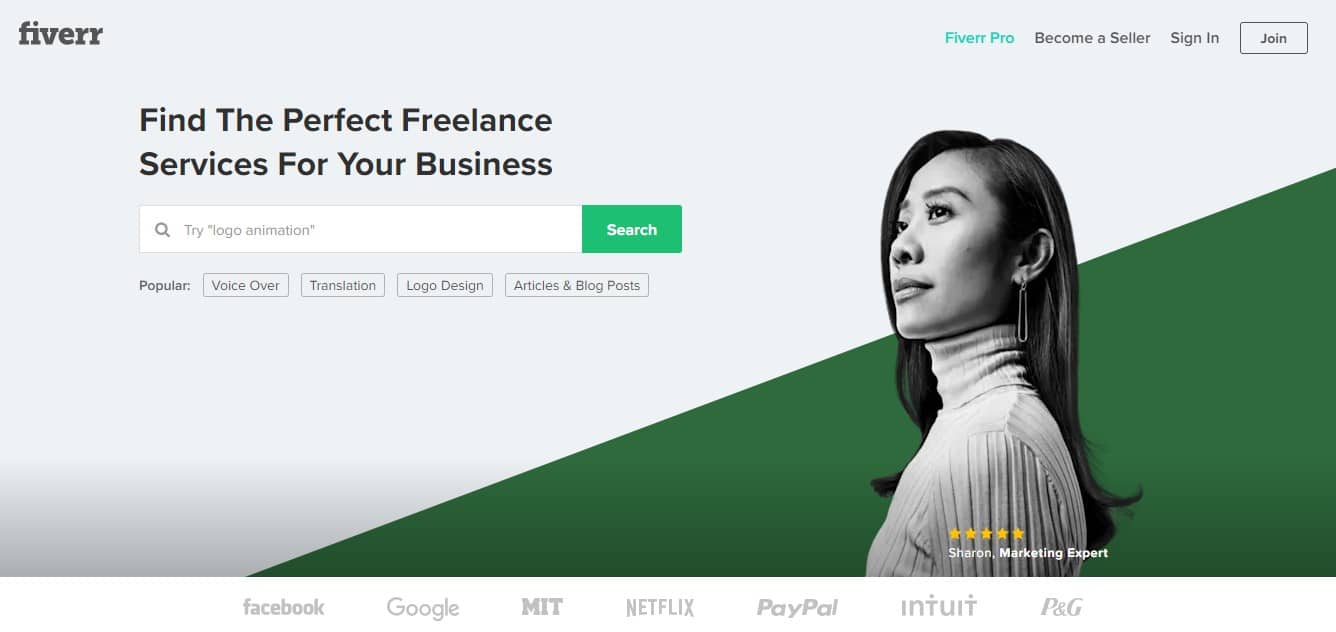 Fiverr интерфейс