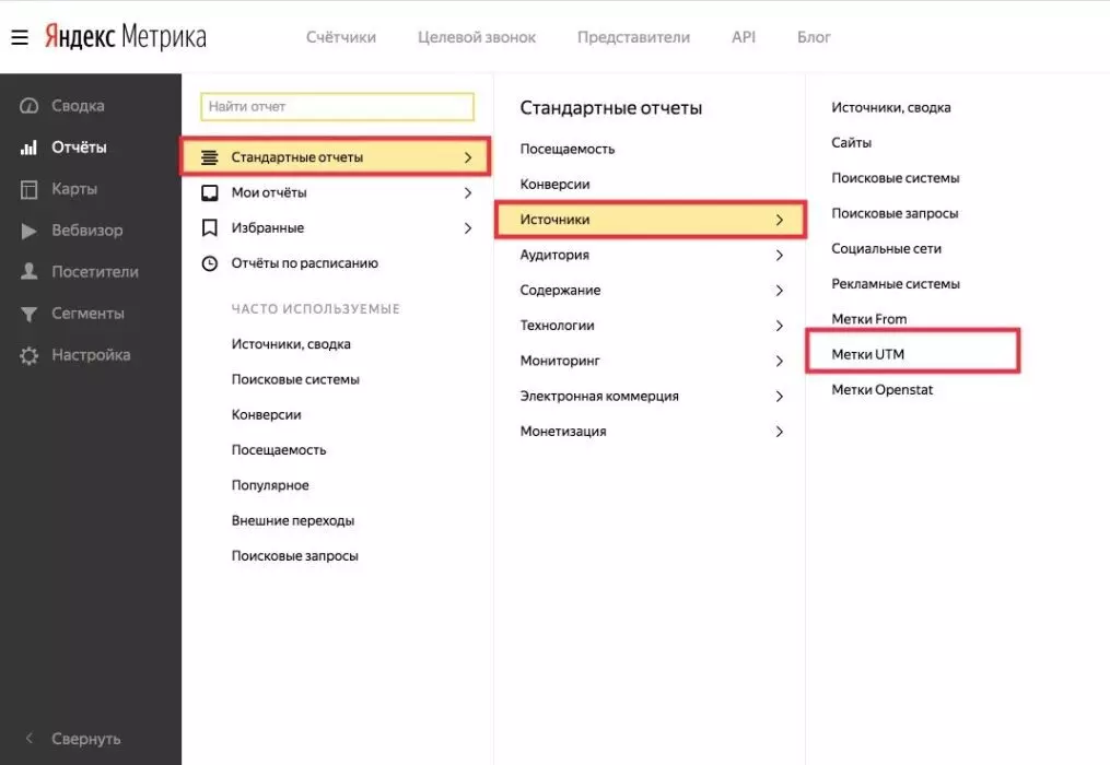 Отчет по UTM в Метрике