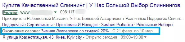 Расширение объявления промоакции Google Ads