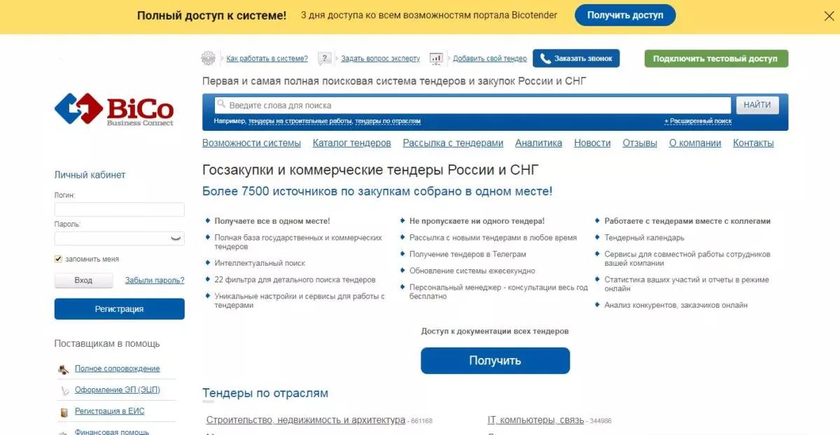Аналитика в Bicotender